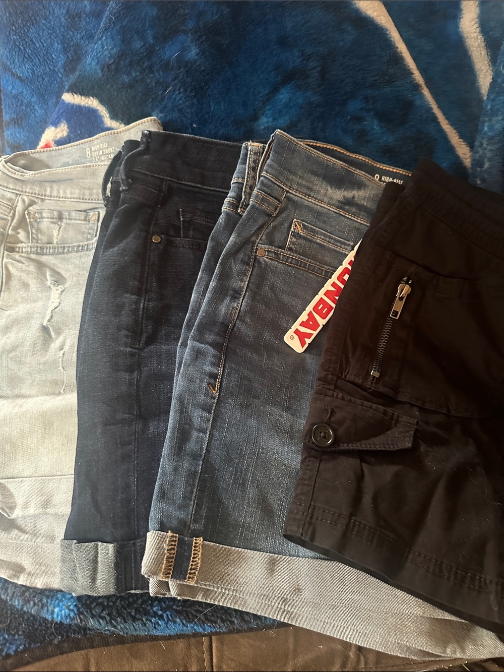 a.n.a Women’s Denim and Black Shorts Set - Light Blue, Dark Blue, Black